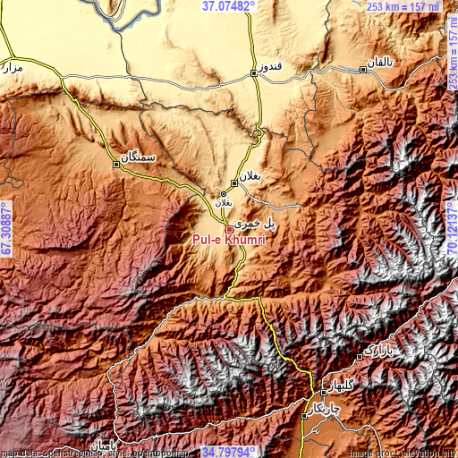 Topographic map of Pul-e Khumrī