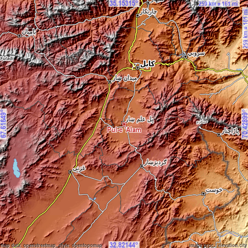 Topographic map of Pul-e ‘Alam
