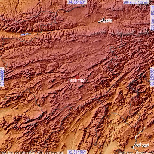 Topographic map of Pasāband