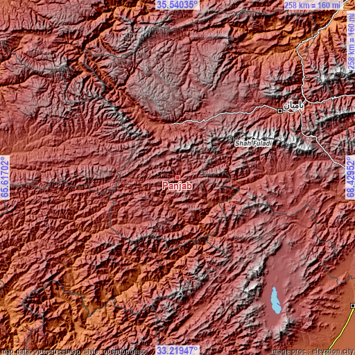 Topographic map of Panjāb