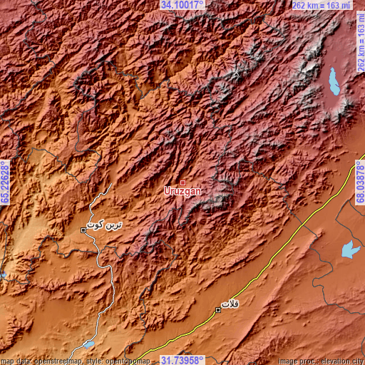 Topographic map of Uruzgān