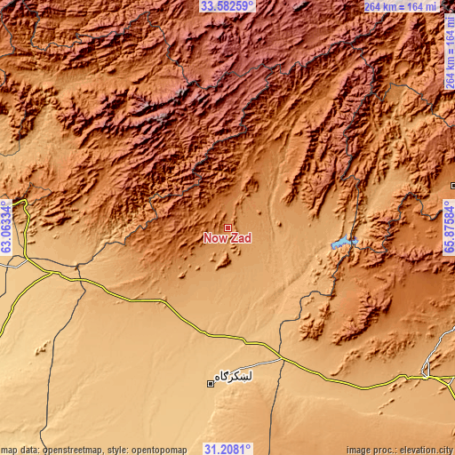 Topographic map of Now Zād