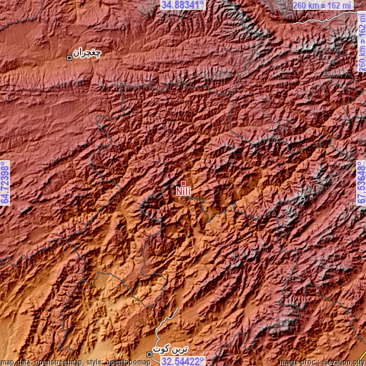 Topographic map of Nīlī