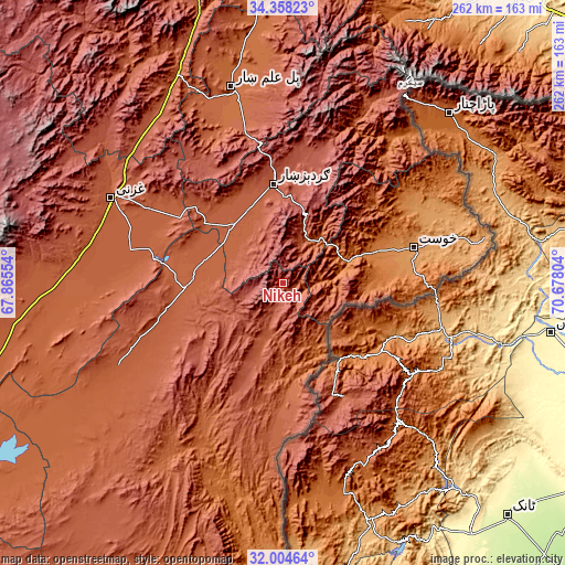 Topographic map of Nīkêh