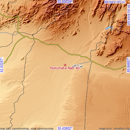 Topographic map of Ḩukūmat-e Nād ‘Alī