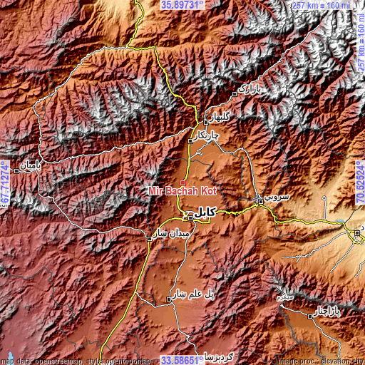 Topographic map of Mīr Bachah Kōṯ