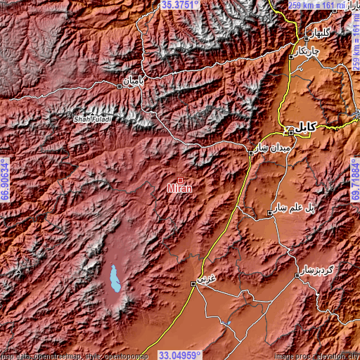 Topographic map of Mīrān