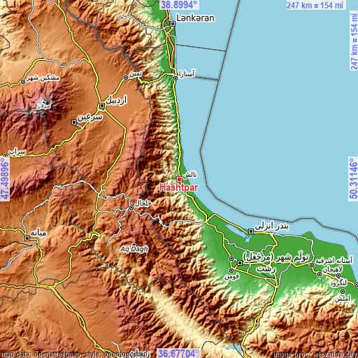 Topographic map of Hashtpar