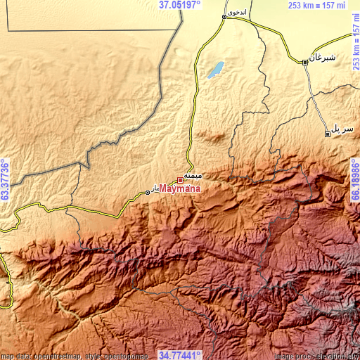 Topographic map of Maymana
