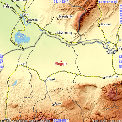 Topographic map of Mingajik