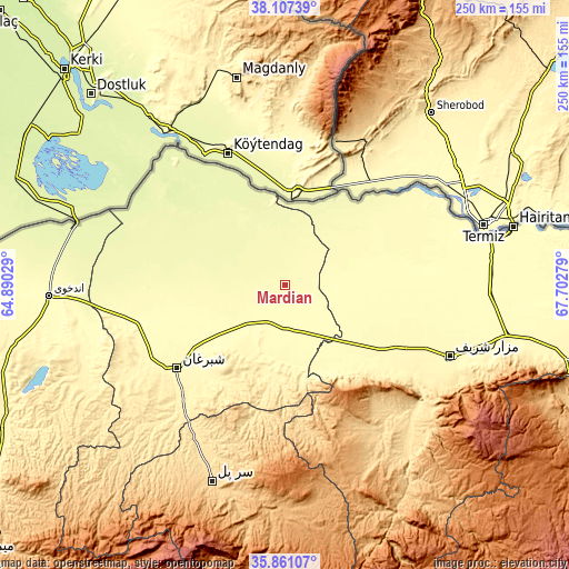 Topographic map of Mardīān