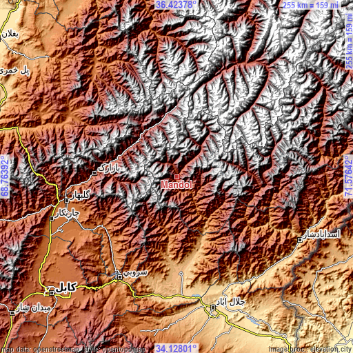 Topographic map of Mandōl