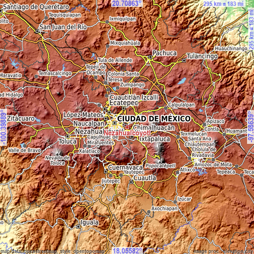 Topographic map of Nezahualcóyotl