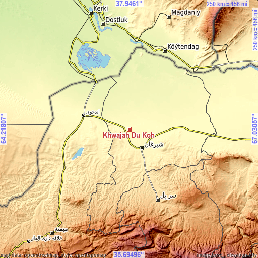 Topographic map of Khwājah Dū Kōh