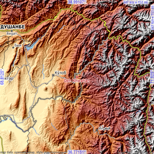 Topographic map of Deh Khwāhān