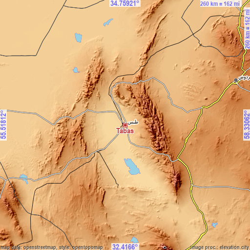 Topographic map of Tabas