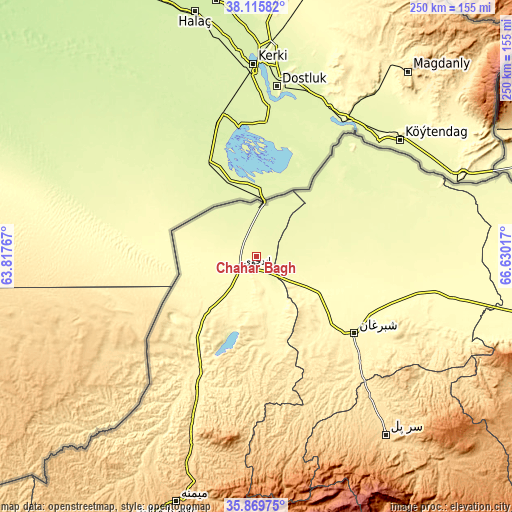 Topographic map of Chahār Bāgh