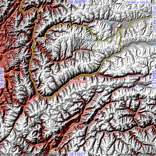 Topographic map of Khandūd
