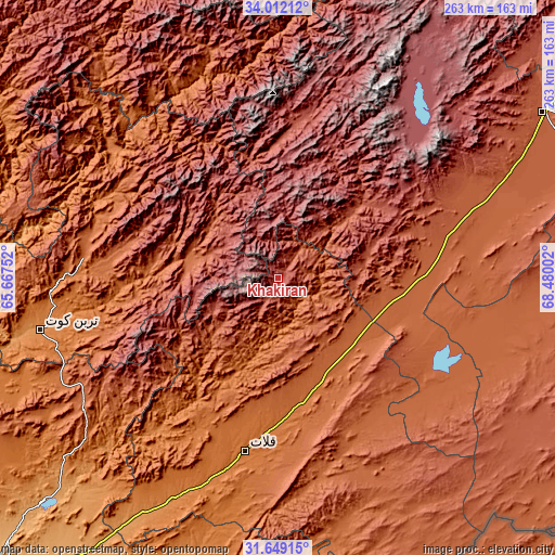 Topographic map of Khākirān