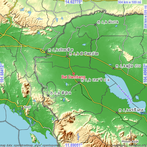 Topographic map of Bat Dambang