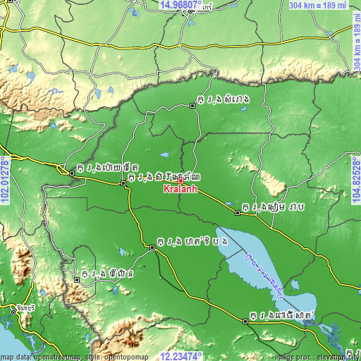 Topographic map of Kralanh
