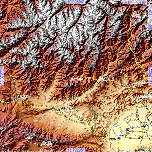 Topographic map of Kanḏay