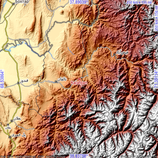 Topographic map of Kalafgān