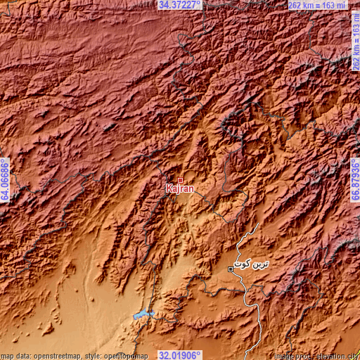 Topographic map of Kajrān