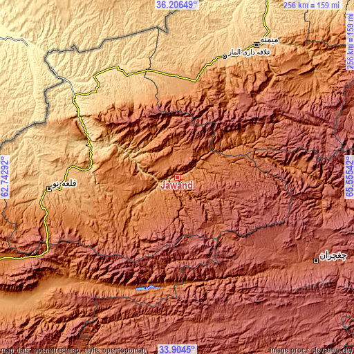 Topographic map of Jawand