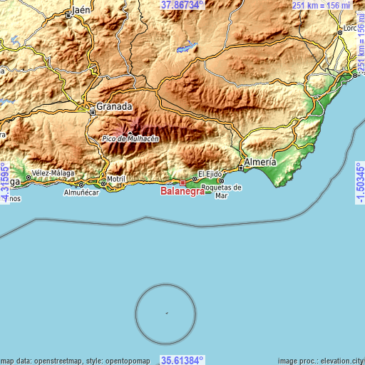 Topographic map of Balanegra