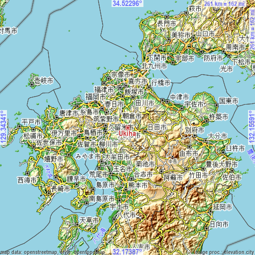 Topographic map of Ukiha