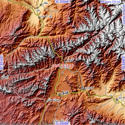 Topographic map of Jabal os Saraj