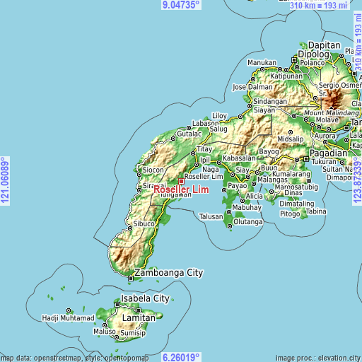 Topographic map of Roseller Lim