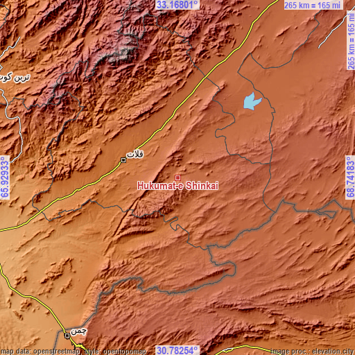 Topographic map of Ḩukūmat-e Shīnkaī