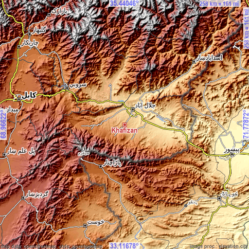 Topographic map of Khafizan