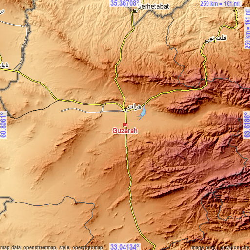Topographic map of Guz̄arah