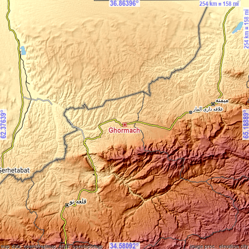 Topographic map of Ghormach