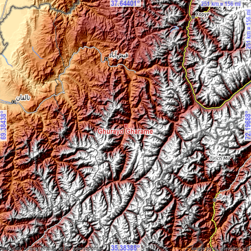Topographic map of Ghurayd Gharamē