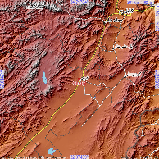 Topographic map of Ghazni