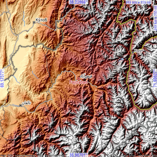 Topographic map of Fayzabad