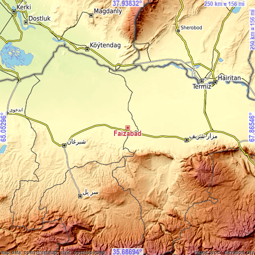 Topographic map of Faīẕābād