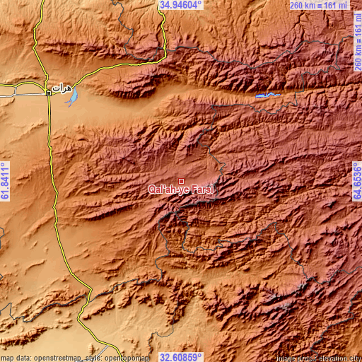 Topographic map of Qal‘ah-ye Fārsī