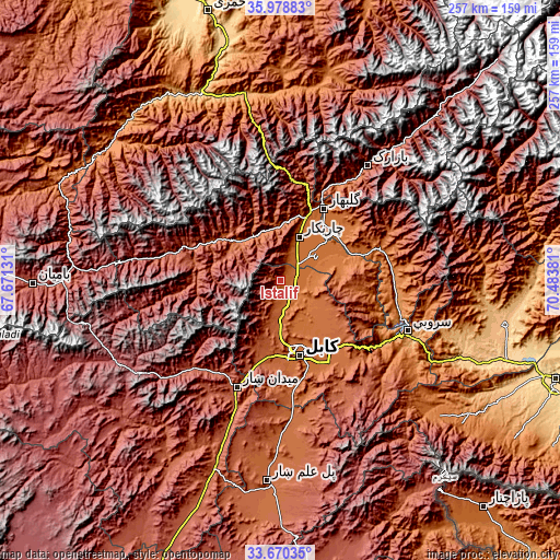 Topographic map of Istālif