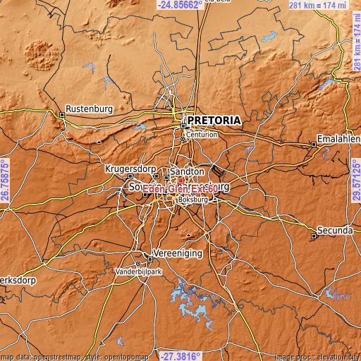 Topographic map of Eden Glen Ext 60