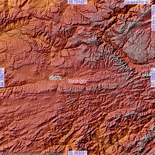 Topographic map of Dowlatyār