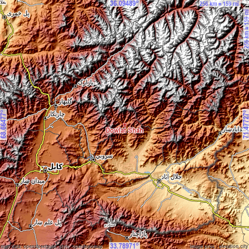 Topographic map of Dowlat Shāh