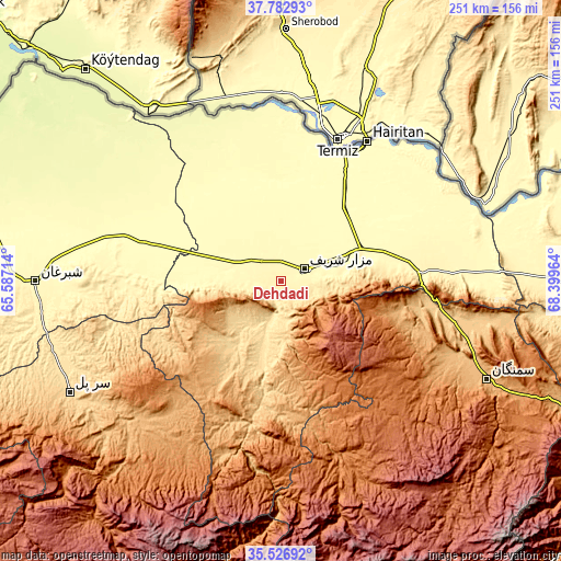 Topographic map of Dehdādī