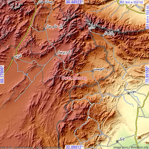 Topographic map of Dwah Manḏay