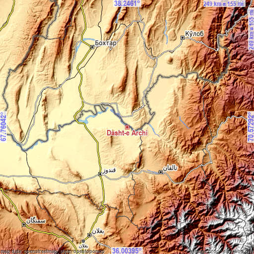 Topographic map of Dasht-e Archī