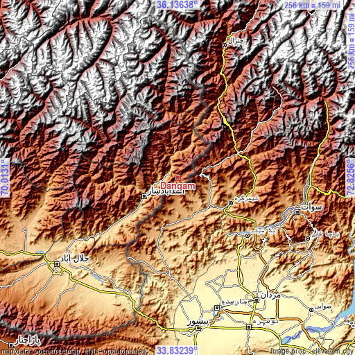 Topographic map of Dāngām